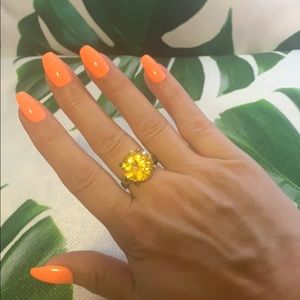 Massive Yellow Topaz Silver Ring
